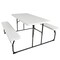 Folding Picnic Table Bench Set for Indoor Outdoor Use Wood Look White